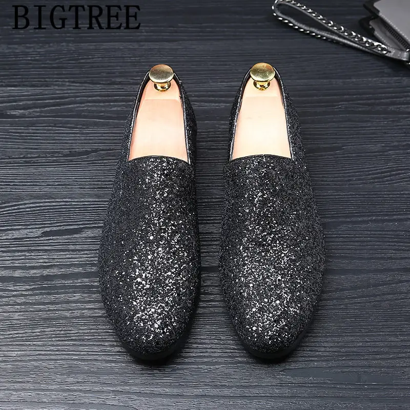 Party Shoes Men Classic Glitter Loafers Men Gold Shoes Wedding Dress Elegant Shoes Men 2024 Zapatos De Hombre De Vestir Formal