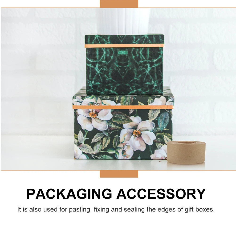 2 Rolls Reliable Kraft Paper Tape Simple Solid Design for Dust Insect Protection Writable Sealing Accessory Household Flatback