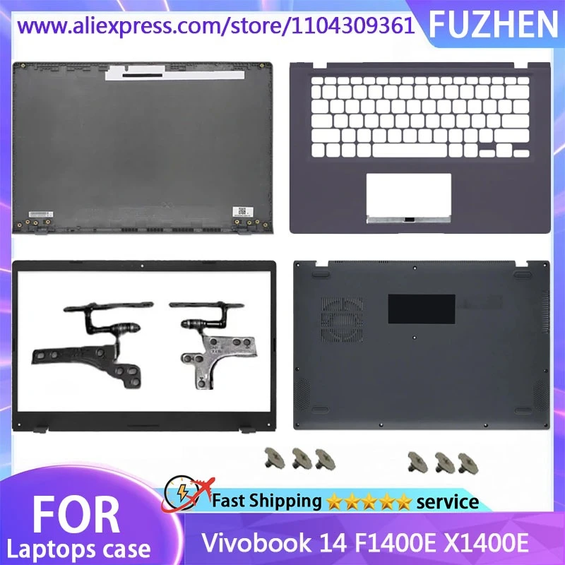 New For Vivobook 14 F1400E X1400E F1400 Laptop LCD Rear Cover/Top Cover/Front Frame/Palm Pad/Bottom Cover/hinges/Black