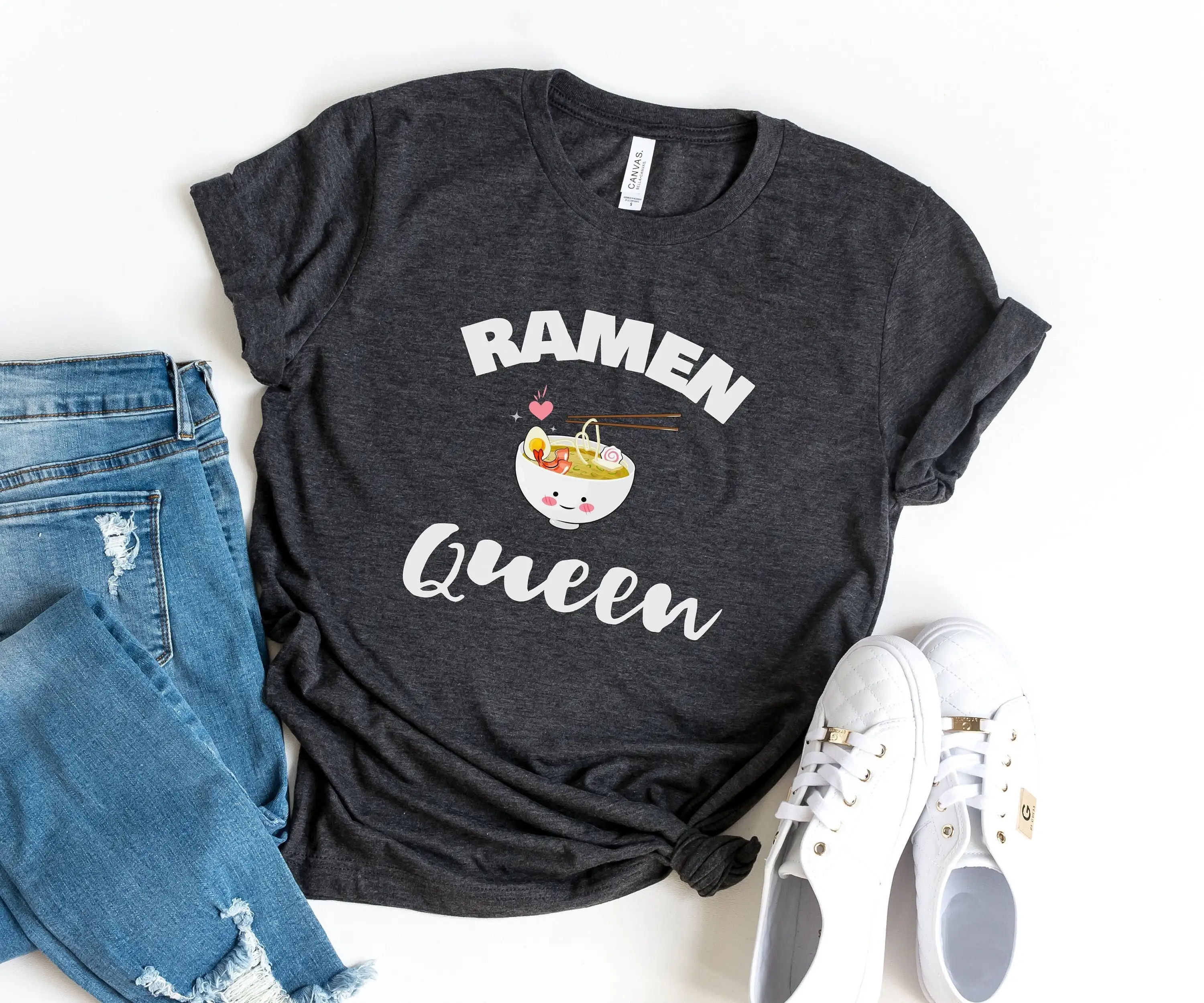 Ramen Queen Funny Saying T Shirt Graphic Tees For Women Noodle Foodie Gift Teen