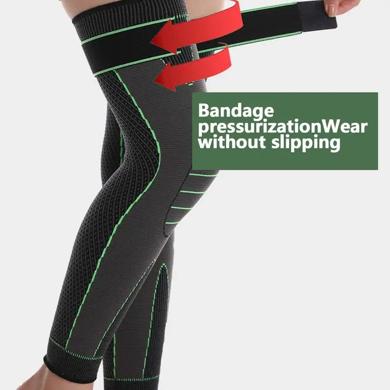 1Pc Long Compression Leg Sleeves Bandage Protect Sports Lengthen Knee Pads Braces Support Elastic Knee Protector Joint Pain