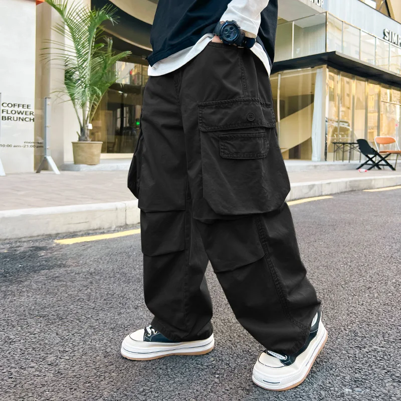 Autumn Boys' Large Pocket Work Pants, Teenagers' Casual Pants, Long Pants, Spring And Autumn New Styles