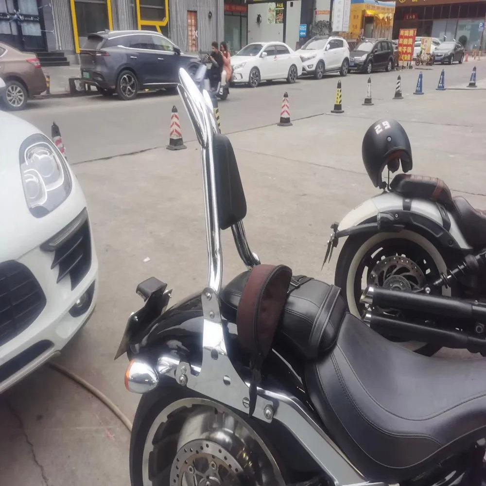Chromowany zagłówek pasażera 1,5 cala, oparcie 20-22 cale do Harley Softail Fat Boy 18-24, Softail Breakout 13-24