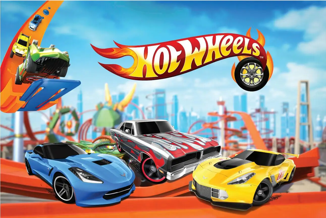 7x5FT  Personalized Hot Wheels Cars Racing Happy Birthday Party Custom Photo Studio Background Backdrop Vinyl 220cm X 150cm