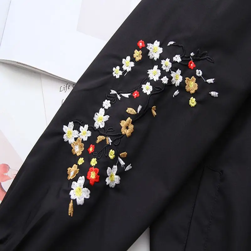 معطف نسائي بمقاس كبير، معطف عصري، تطريز للذراع، جيب فضفاض بياقة واقفة في الخريف والشتاء، طراز جديد. #6