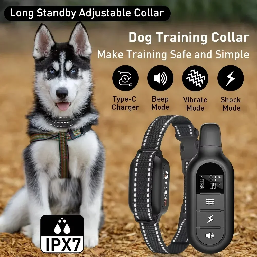 For 1/2/3 Dogs Electric Dog Training Collar Digital Rechargeable Remote Control IPX7 Waterproof Vibrator Pet Bark Stop Shock view 5