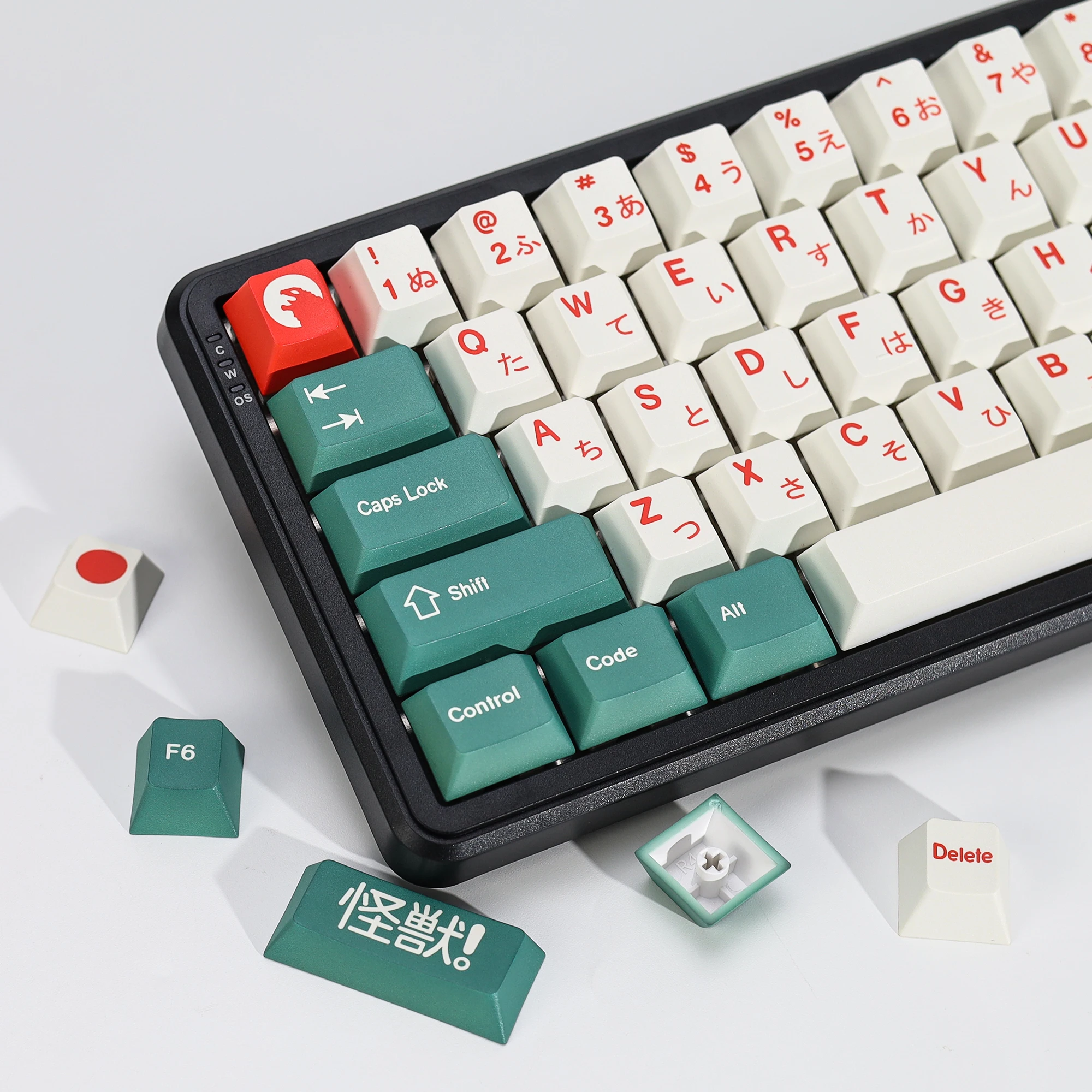 KBDiy Japanische Tastenkappen GMK Kaiju PBT 143 Tasten Retro PBT Cherry Profil Alice ISO Tastenkappen für 60% Gaming Mechanische Tastatur – Detail 17