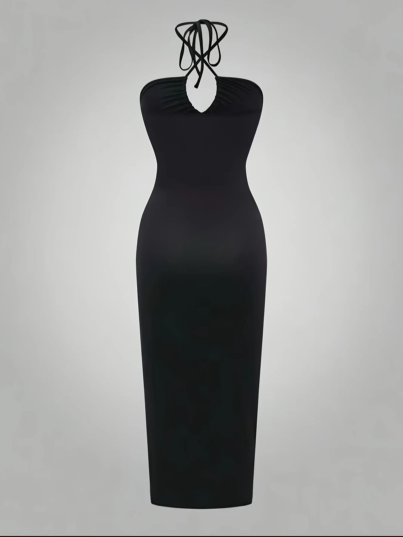 Black Sexy Backless Sleeveless Women'S Dress, Spring Summer New Hot High Slit Halter Neck Elegant Bust-Enhancing Long Dress