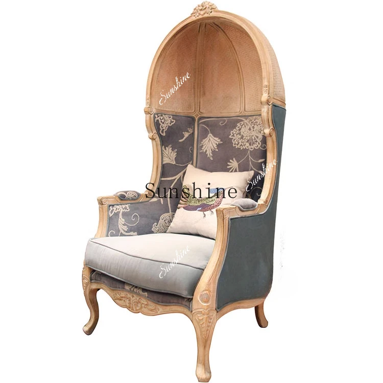 American high-back sofa chair hotel studio modern carved leisure space chair  FT