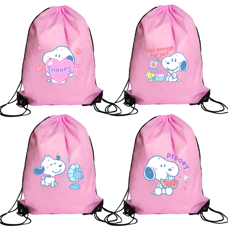 Snoopy Drawstring Backpack Outdoor Sports Bag Peanuts Comic Large Capacity Tote Bags Watertight Shopping Knapsack Kids Xmas Gift