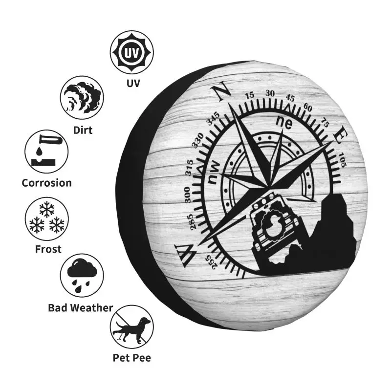 Custom Adventure Mountain Compass Duck Off Road Tire Cover 4WD 4x4 SUV Spare Wheel Protector for Toyota Land Cruiser Prado