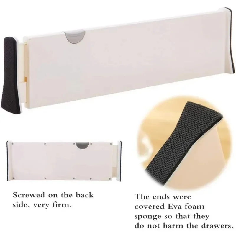 

Expandable Adjustable Drawer Dividers and Organizers for Clothes, Silverware, and Utensils in Kitchen