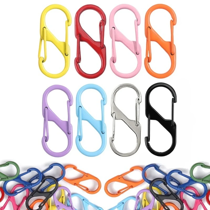 20pcs S-shaped Double-ended Open Door Buckle Spring Buckle Color Diy Jewelry Key Chain Accessories Bag Strap Carabiner