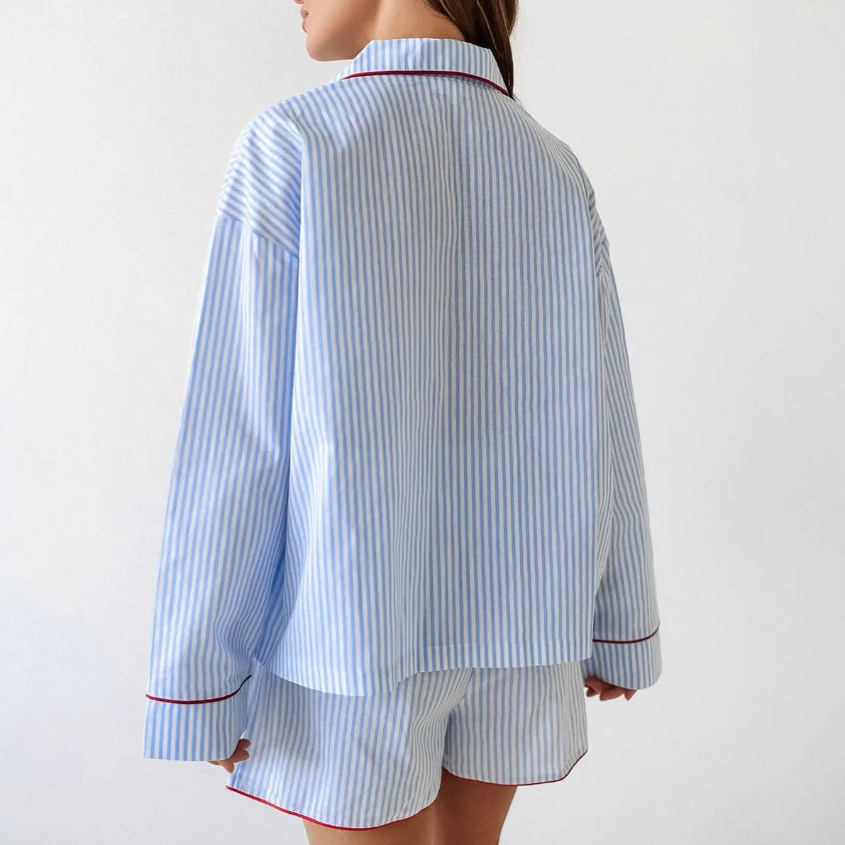 Long Sleeve Shorts Set with Notched Lapel European and American Style for Women Hotel and Bathhouse Wedding Photography Studio