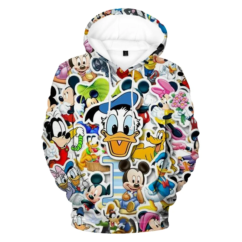 

Men's Mickey Mouse Hoodie Cartoon Casual Hooded Jacket Autumn Men's Soft Pocket Sweatshirt Men's Loose Tops Long Sleeve Clothes