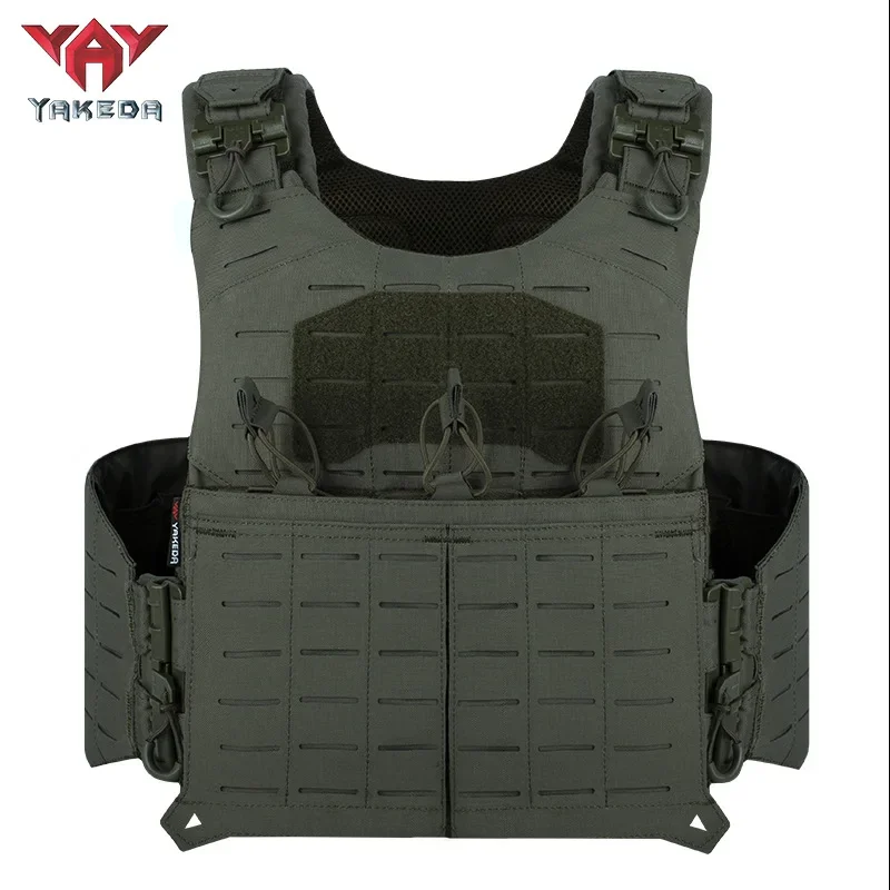 YAKEDA Outdoor Tactical Vest Multifunctional Detachable Vest 500D Nylon Laser Cut PALS System Protective Tactical Vest