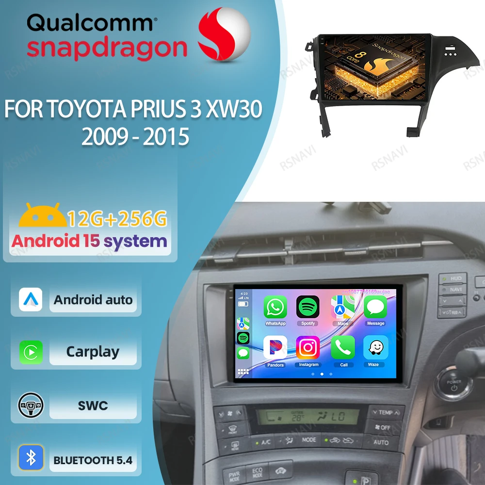 

Car Radio Android 15 For Toyota Prius 3 XW30 2009 - 2015 Autoradio Qualcomm GPS Multimedia 4G LTE Head Unit Viedo Player Stereo