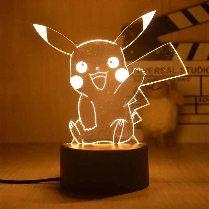 Pokemon Anime Cute Character Pikachu Gengar 3D Led Nightlight Model Toys Children\'s Bedroom Decoration Birthday Christmas Gift