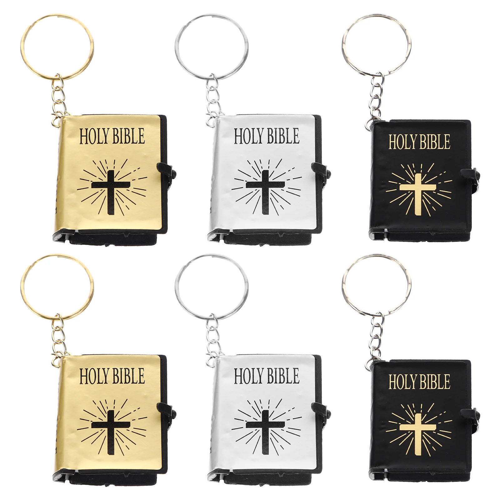 6 Pcs Key Rings Keychain Pendant Religious Bible Keyring Bag Unique Mini Hanging Ornament Holy with