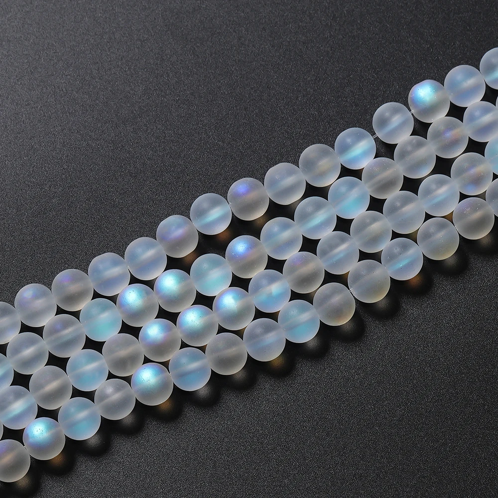 20-50pcs/lot Frosted AB Color Round Glass Beads Moonlight Color Bracelet Spacer Beads For DIY Necklace Jewelry Making Findings