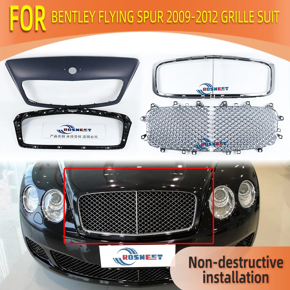 Car Racing Grills Kit For Bentley Flying Spur Accessories 2009 2010 2011 2012 Front Bumper Grille Mesh 3W0853660