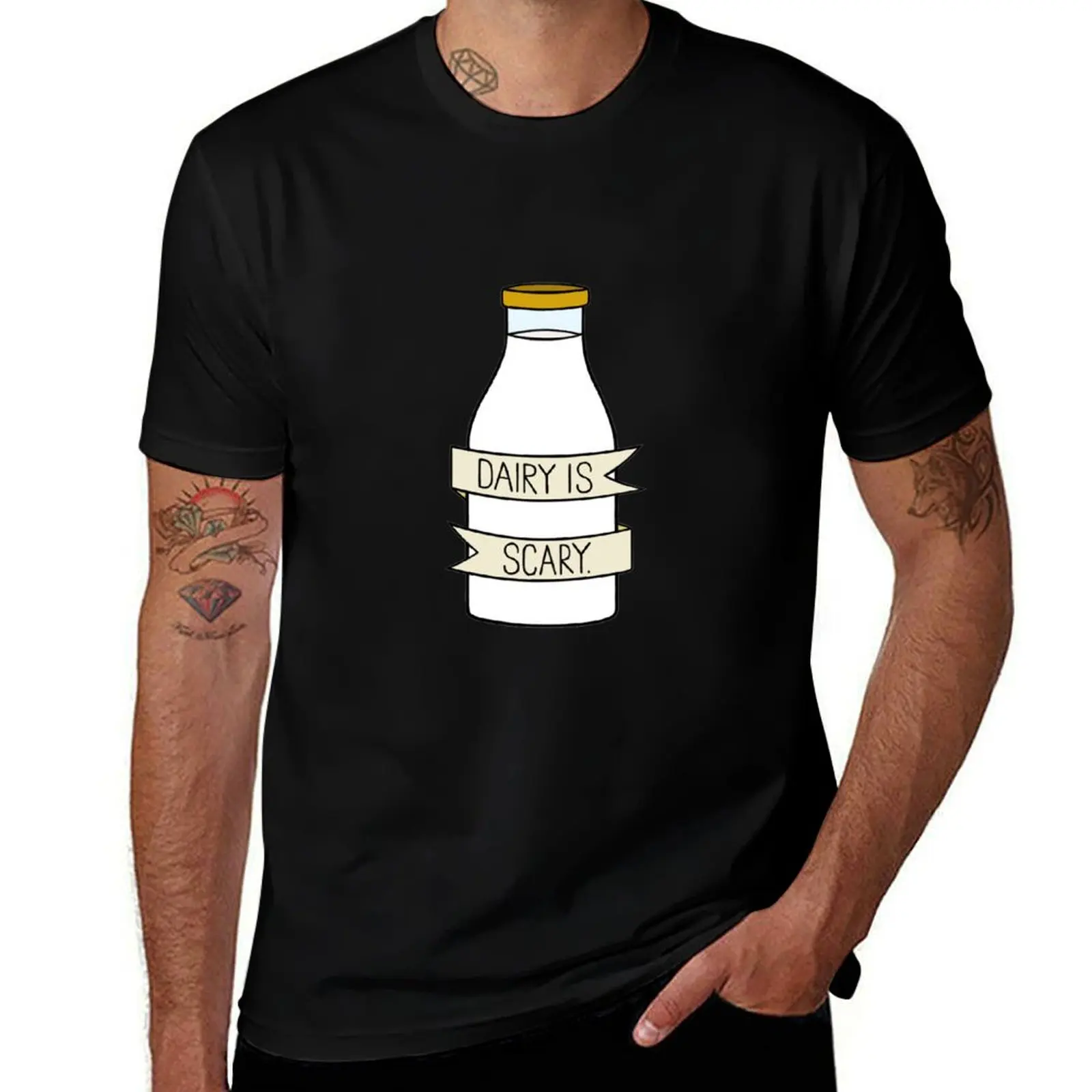 

Футболка Dairy is Scary, мужские футболки для мужчин, хлопковая футболка, черная хлопковая футболка, простая мужская упаковка, футболка