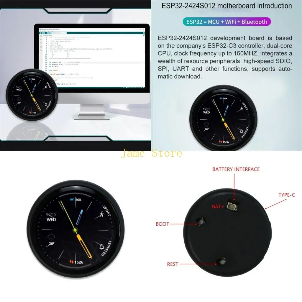 

LX0B Кристально чистый дисплей Esp32-C3 Макетная плата Замена круглого экрана