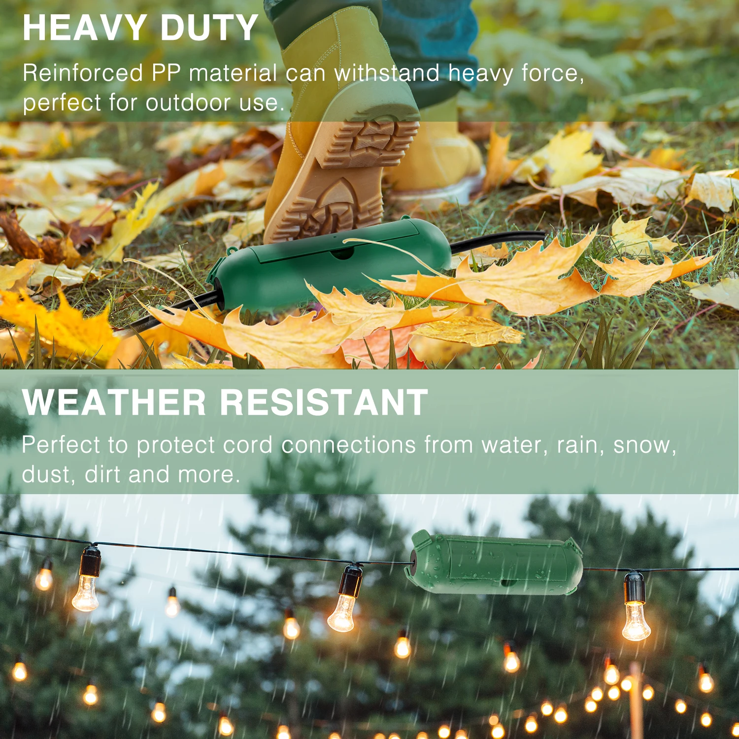 Cajas impermeables para exteriores, para enchufes de corriente, tomas de corriente, luces de cadena, paquete de 4 cajas de tomacorriente para el hogar, IP44, a prueba de lluvia y a prueba de intemperie