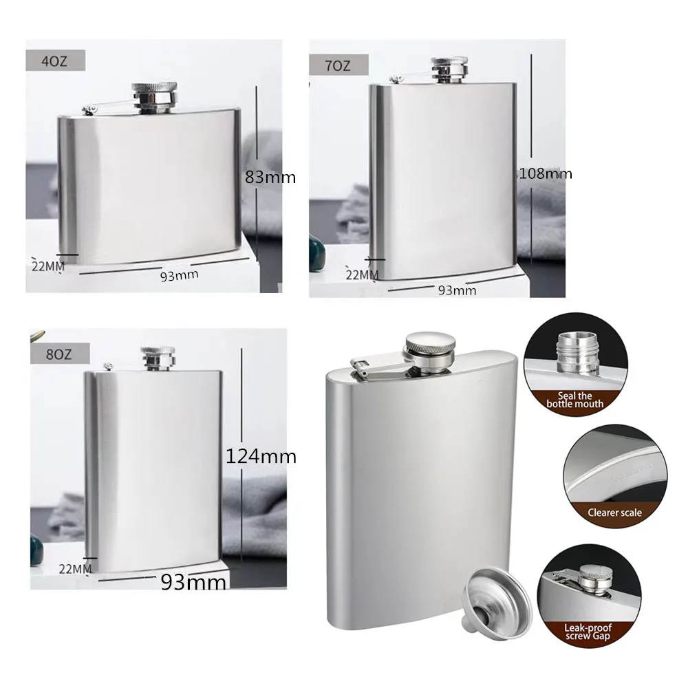 7oz 8oz Pocket Hip Flask PU Leather Covered Small Stainless Steel Wine Pot For Alcohol Portable Whiskey Flagon Men Gift