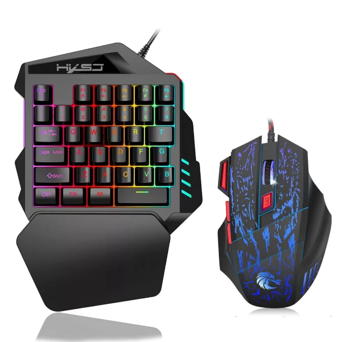 35 Key Film Colorful One Handed Keyboard, Mechanical Feel Game, Left-Handed Gun God Throne, Ergonomic Wired Mobile Game Keyboard