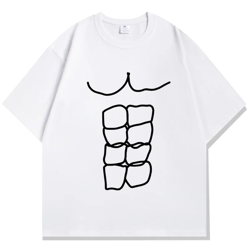 Funny Fitness Abs Printed T Shirts Graphic T Shirts High Quality Men's and Women's Short Sleeved T Shirts Men's Sportswear Tops