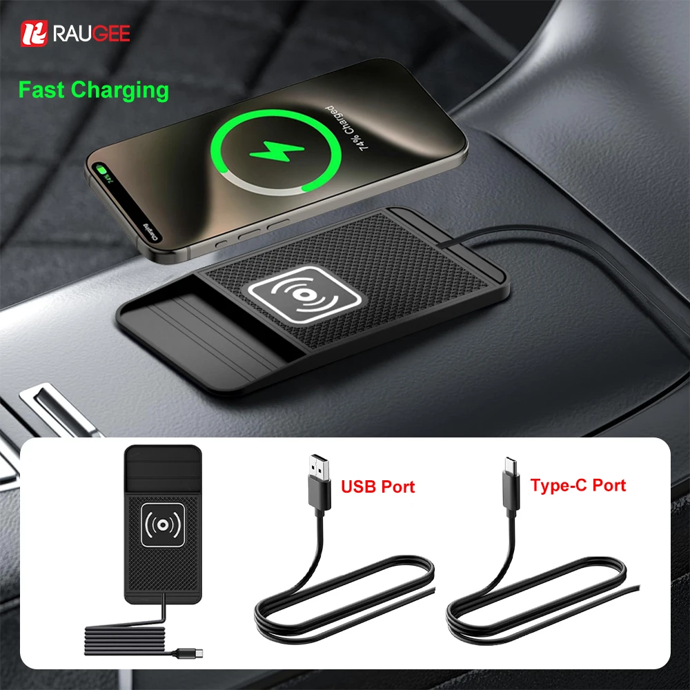 شاحن سيارة لاسلكي آيفون 17 16 15 برو ماكس لوحة شحن سريعة لهواتف سامسونج جالاكسي S25 S24 S23 شاومي شاحن سيليكون