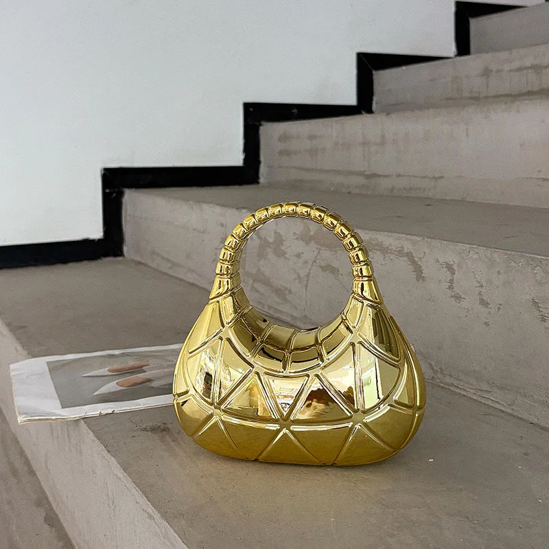 Fashion Gold Acrylic Moon Shaped Handbag Fashion Women's Lipstick Party Clutch Bag Half Moon Luxury Shopper Bag Bolsa Feminina