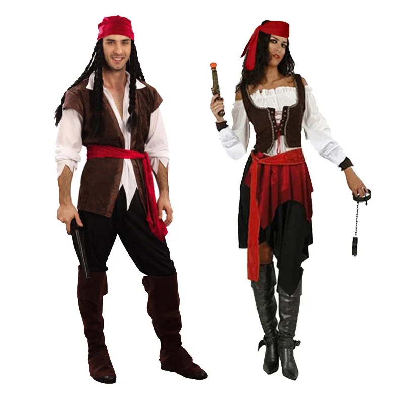 Captain Jack Sparrow Costume Adult Men Women Pirate Pirates of the Caribbean Cosplay Female Male Female Carnival Halloween Sexy