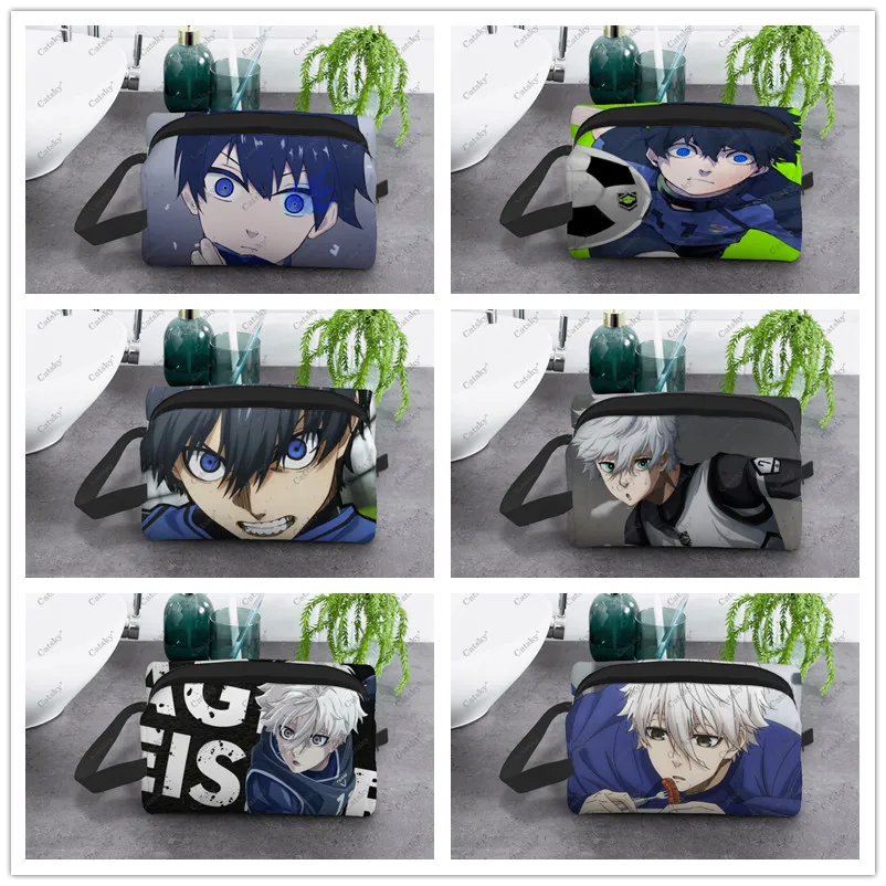 Blue lock anime Cosmetic Bag Ladies Fashion Large Capacity Cosmetic Box Beauty Storage Wash Cosmetic Bag