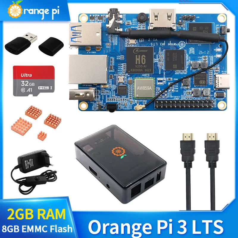 

Orange Pi 3 LTS 2GB RAM 8GB EMMC Flash AllWinner H6 Open Source Board Computer Run Android 9.0 Ubuntu Debian OS with ABS Case