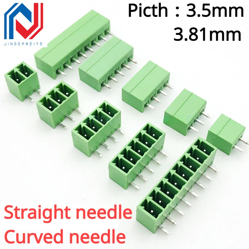 

10Pcs/lot KF2EDG 3.5mm / 3.81MM Pluggable Pcb Terminal Block Curved Needle / Straight Pin 2/3/4/5/6/7/8p Green Connector 2EDG