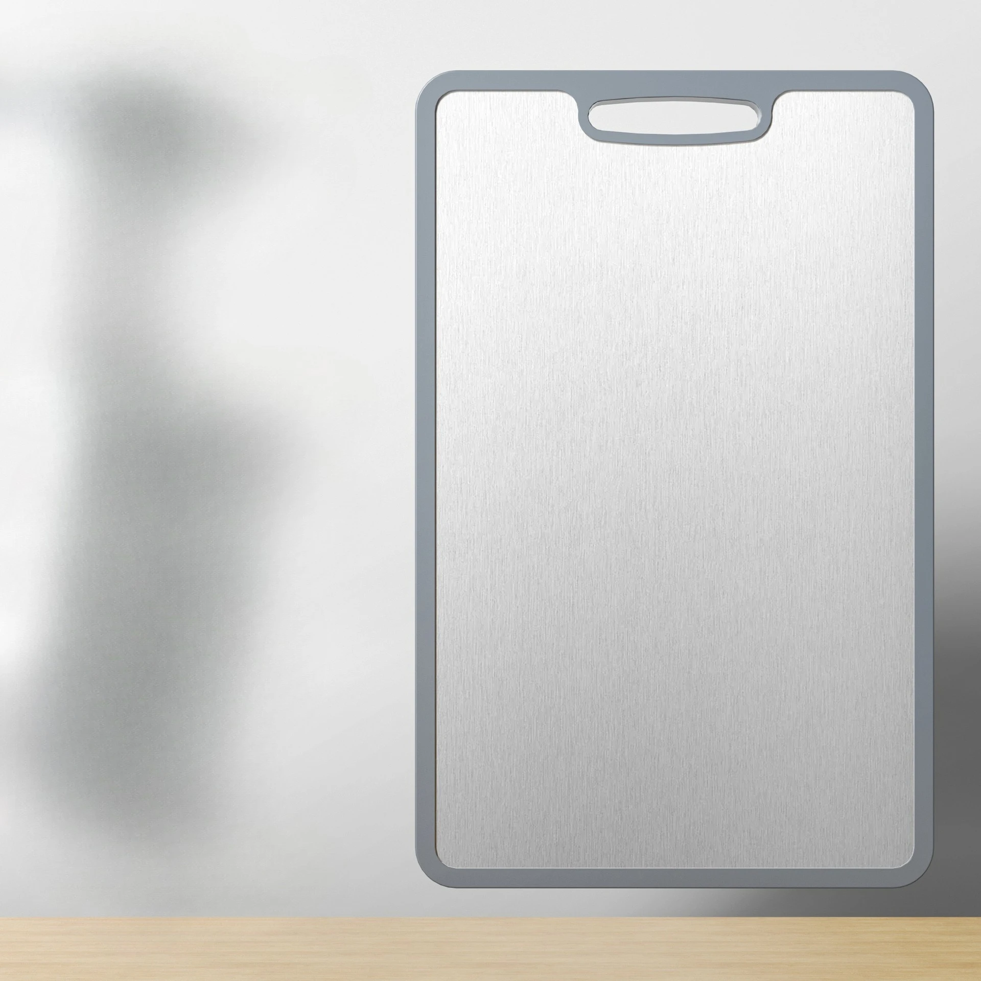 

304 Stainless Steel Cutting Board with TPE Non Slip Silicone Edge Antibacterial Kitchen Chopping Board Double Sided