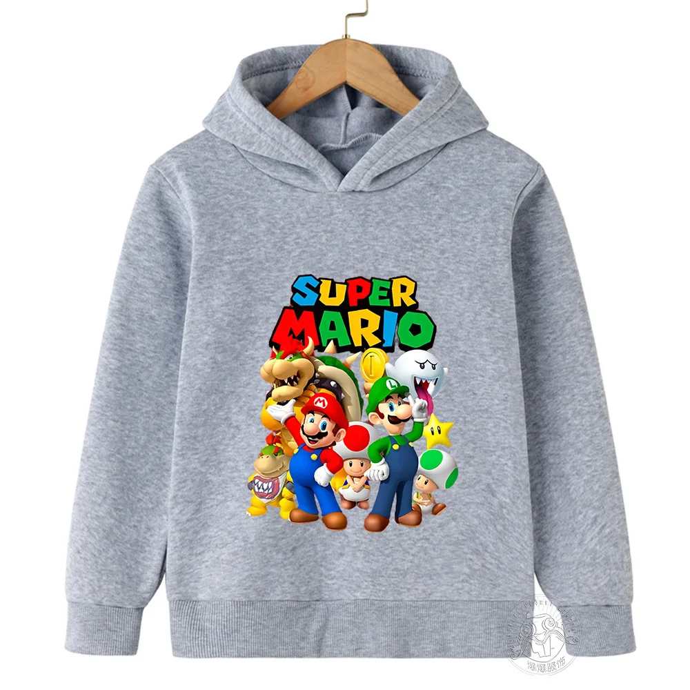 Dziewczyny gra Mario bros bluzy dla dzieci dziecko dziecko kreskówki topy wiosenne dzieci z długim rękawem bluza z nadrukiem jesienne chłopięce