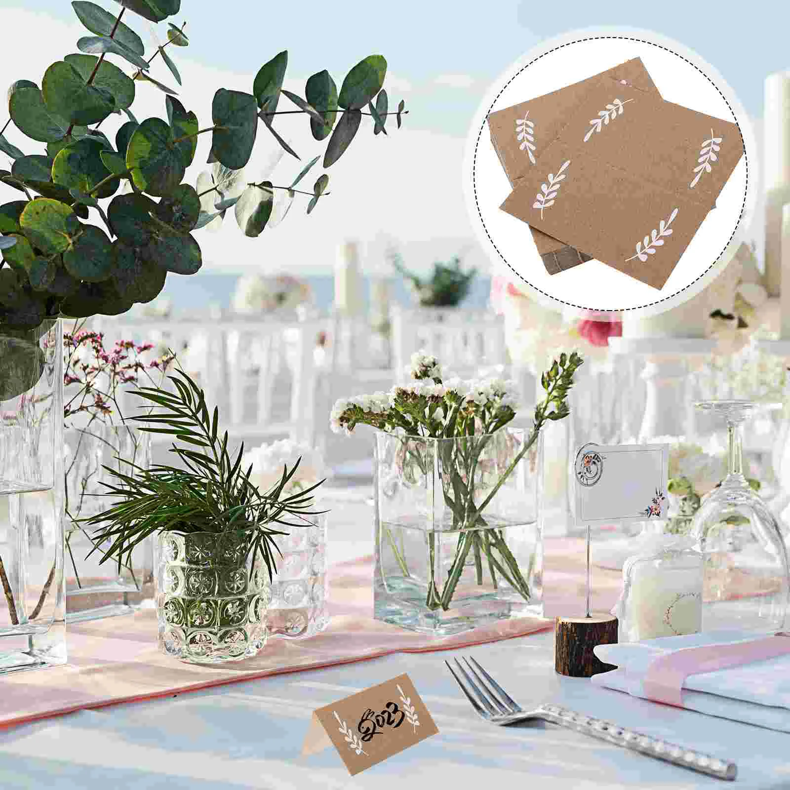 

50 Pcs Desktop Seat Card Paper Business Holder Cardboard Wooden Station Sign Message Name Cards for Table Place Banquet Wedding