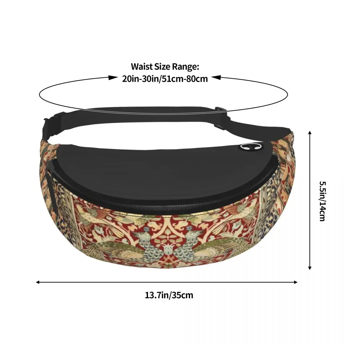 William Morris Vintage Fanny Pack para homens e mulheres, padrão floral têxtil, bolsa de cintura crossbody, viagem, caminhada, bolsa de dinheiro para telefone