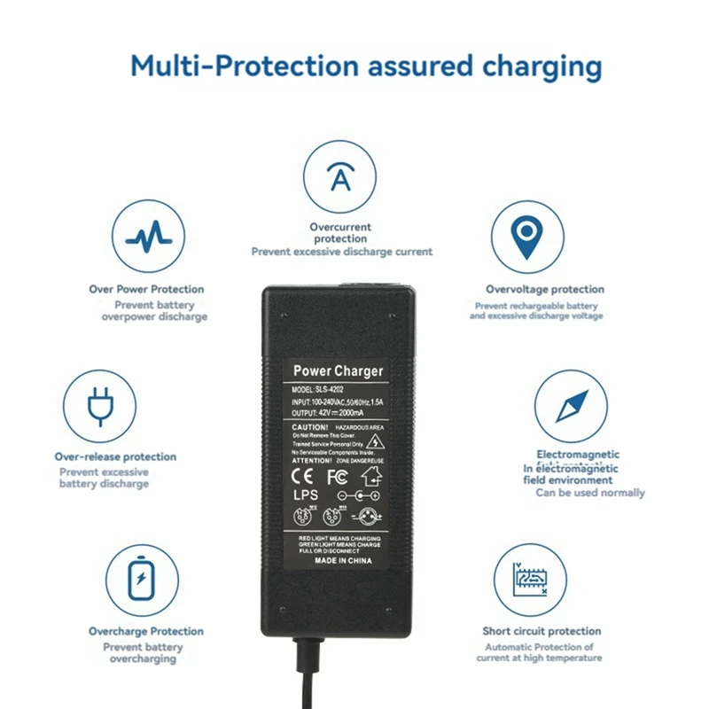 42V 2A ไฟฟ้าสกู๊ตเตอร์ Power Adapter Charger สําหรับสกู๊ตเตอร์ไฟฟ้ารถอุปกรณ์เสริมแบตเตอรี่ Charger