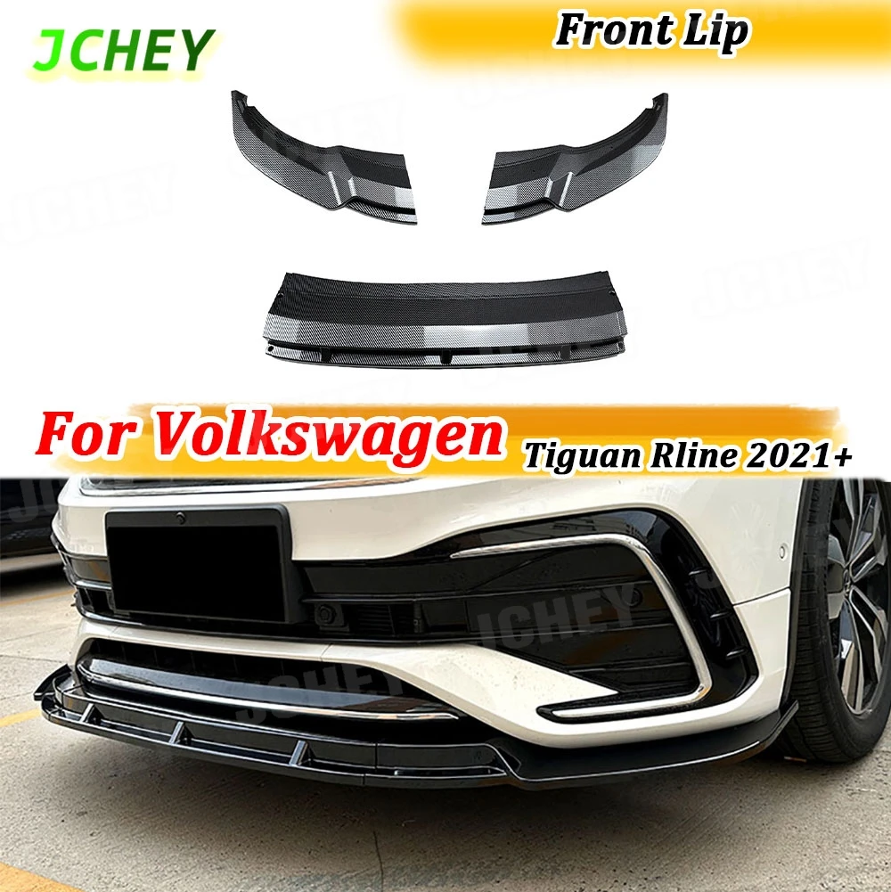 

JCHEY для Volkswagen Tiguan Rline 2021 + ABS передний бампер, спойлер, комплекты кузова, удлинение переднего бампера, трехсекционный