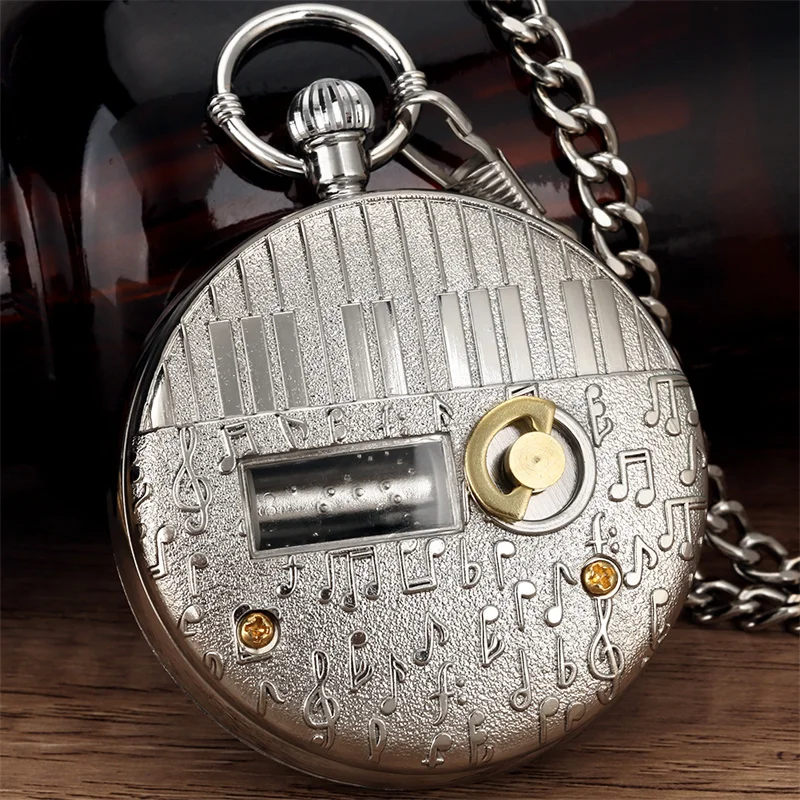 Steampunk-Stil Weltraum-Astronaut Musikalische Quarz-Taschenuhr mit Melodie aus dem Film „Castle in the Sky“, neuartige Zeitmesser mit Anhängerkette – Detail 2