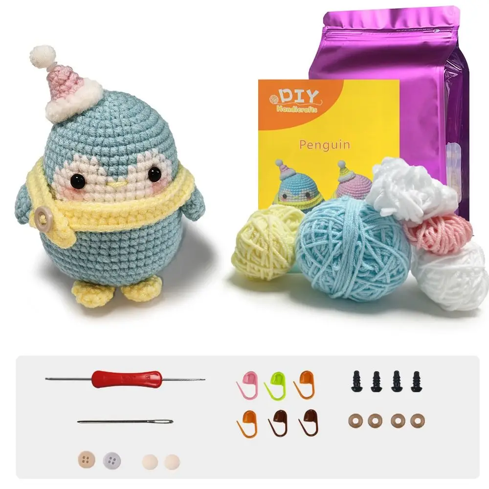 

New Animal Crochet Stuffed Animal Kit with Video Tutorial for Beginners DIY Crochet Kit Cartoon Cute Hook Knit Tool