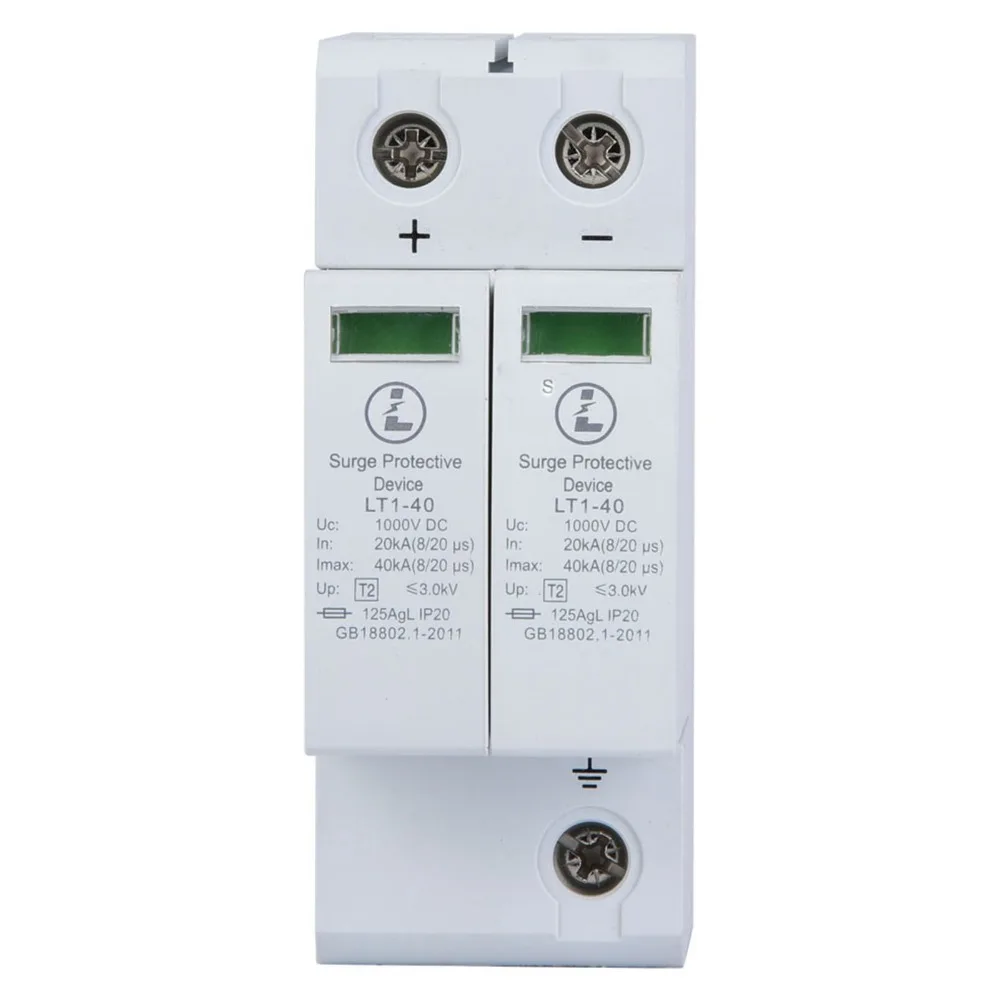 

Прочное устройство ограничителя напряжения 2P 40KA 1000V Низковольтный разрядник молниезащита Применения постоянного тока