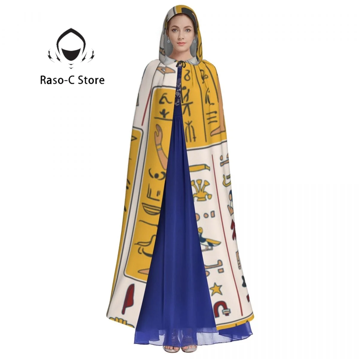 Unisex Adult Ancient Hieroglyphs Egyptian Gods Cloak with Hood Long Witch Costume Cosplay