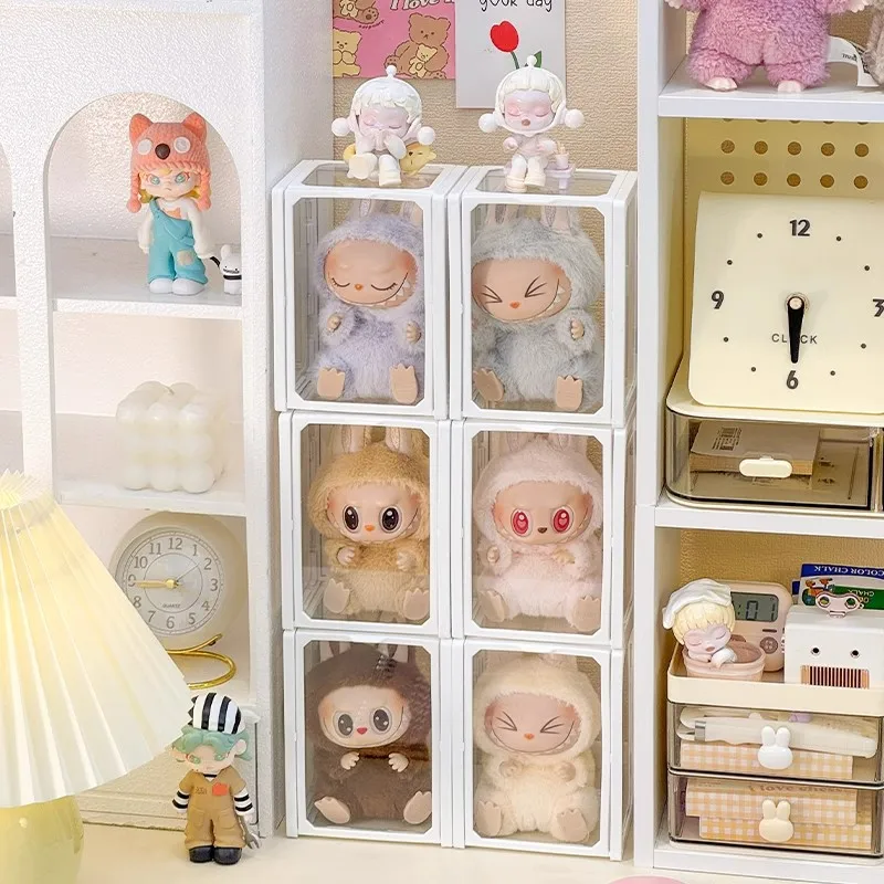 

Glass Storage Box Suitable for V1/V2/V3 Labubu Stackable Display Case Transparent High Definition Protector