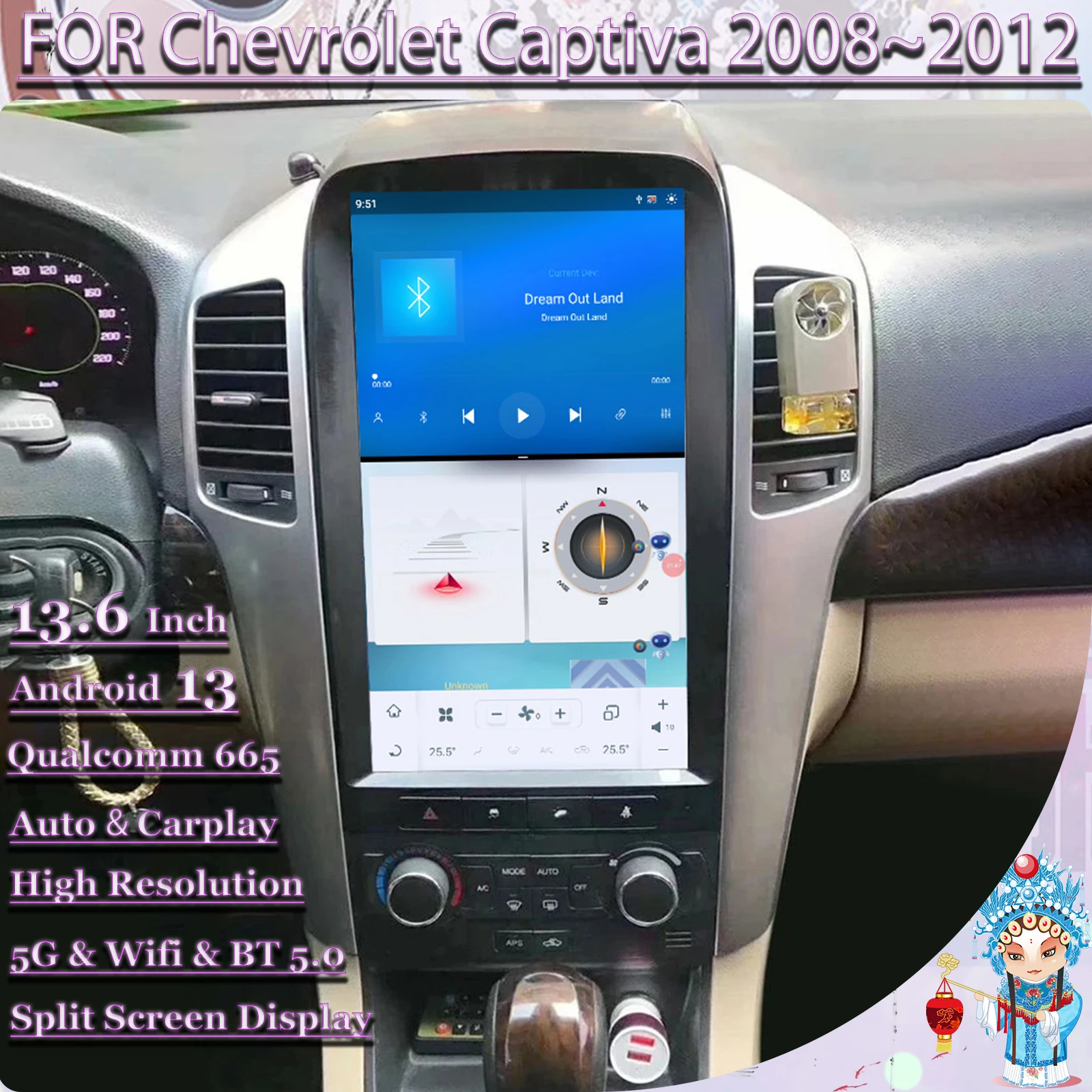 

Qualcomm Android Auto Multimedia Stereo Player For Chevrolet Captiva 2008 2009 2010 2011 2012 GPS Navigation Radio IPS Head Unit