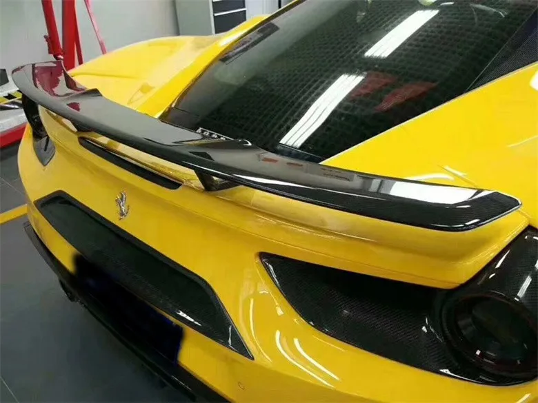 سبويلر خلفي على شكل حرف N من ألياف الكربون الحقيقية لسيارة فيراري 488 GTB طقم هيكل سبايدر حافة المصد الأمامي الناشر الخلفي #5